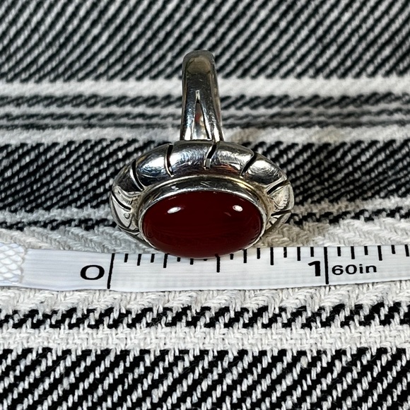 Vintage Sterling Carnelian Amber Stone Ring - Picture 10 of 12